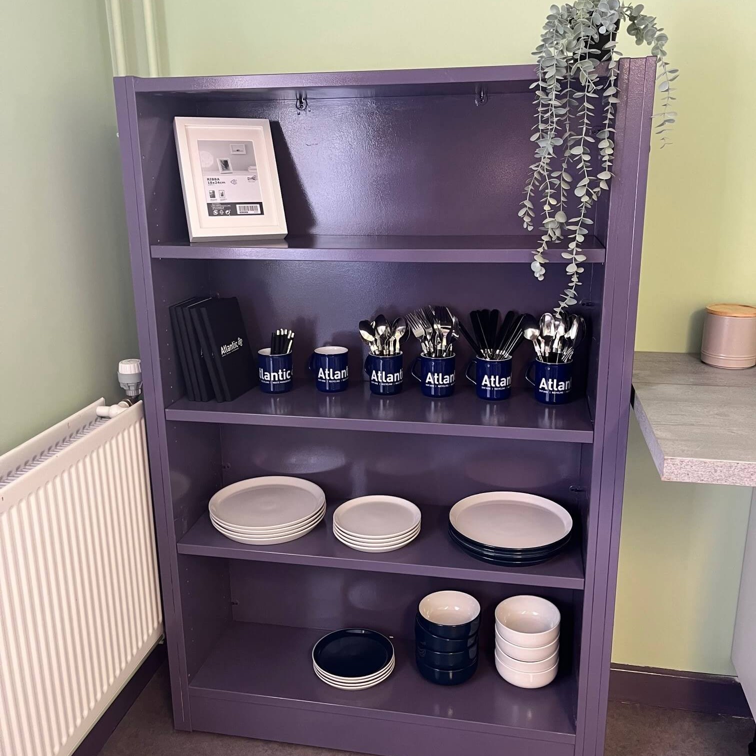 Bookshelf with Atlantic goodies on